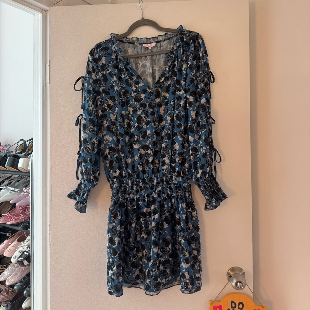 Parker Blue and Black Floral Mini Dress